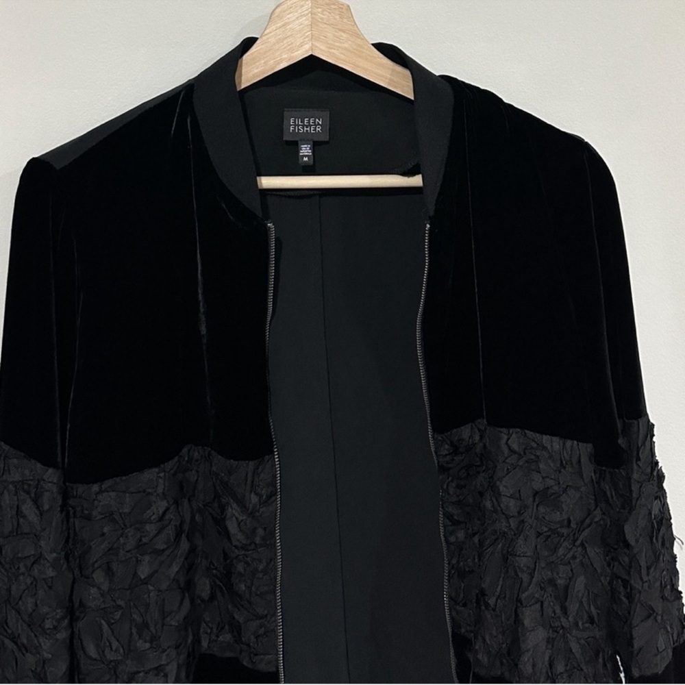 Eileen Fisher Velvet Silk Blend Bomber Style Jacket - Picture 2 of 9